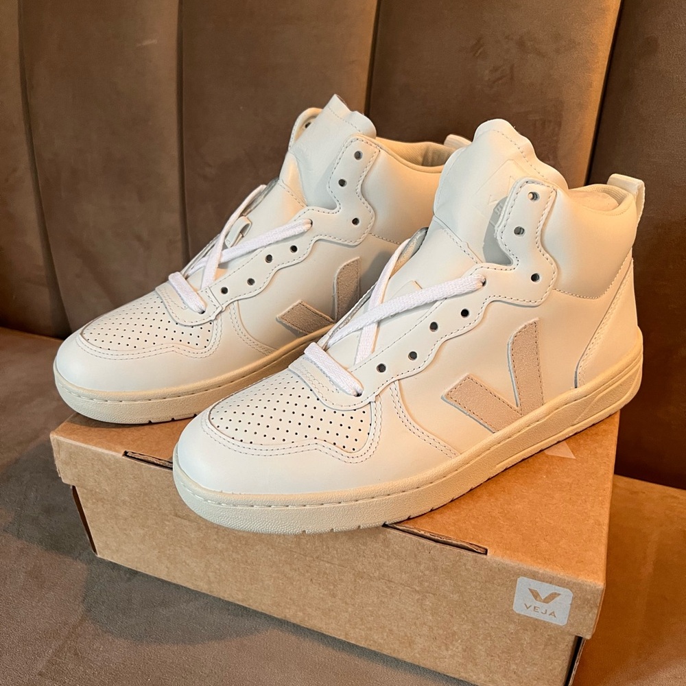 Veja V-15 White High-Top Sneakers